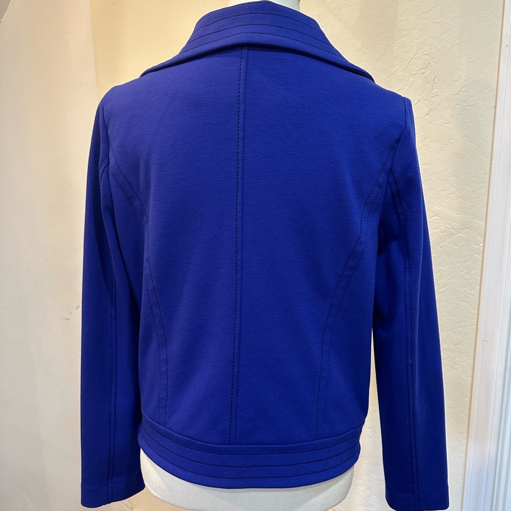 Worthington Royal Blue Moto jacket women’s size Petite Medium - Picture 2 of 7